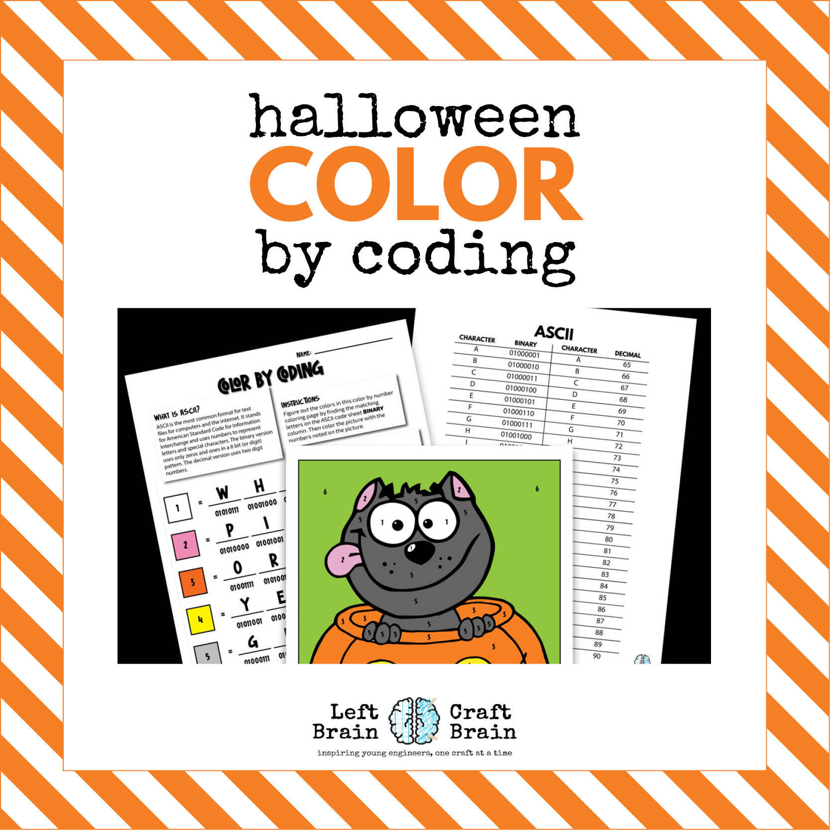Halloween color by coding coloring page