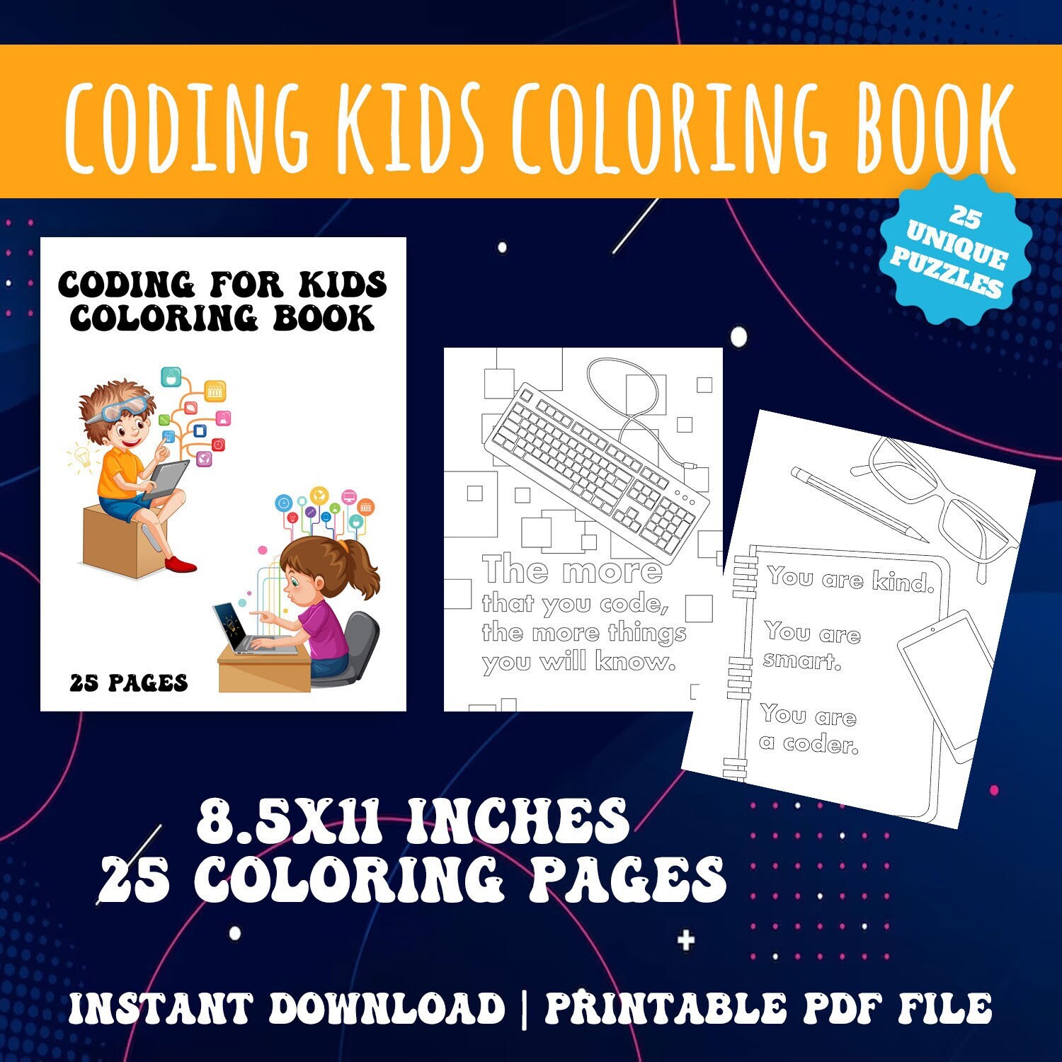 Puter coding for kids coloring pages printable coloring pages instant download kids coloring book download classroom activity instant download