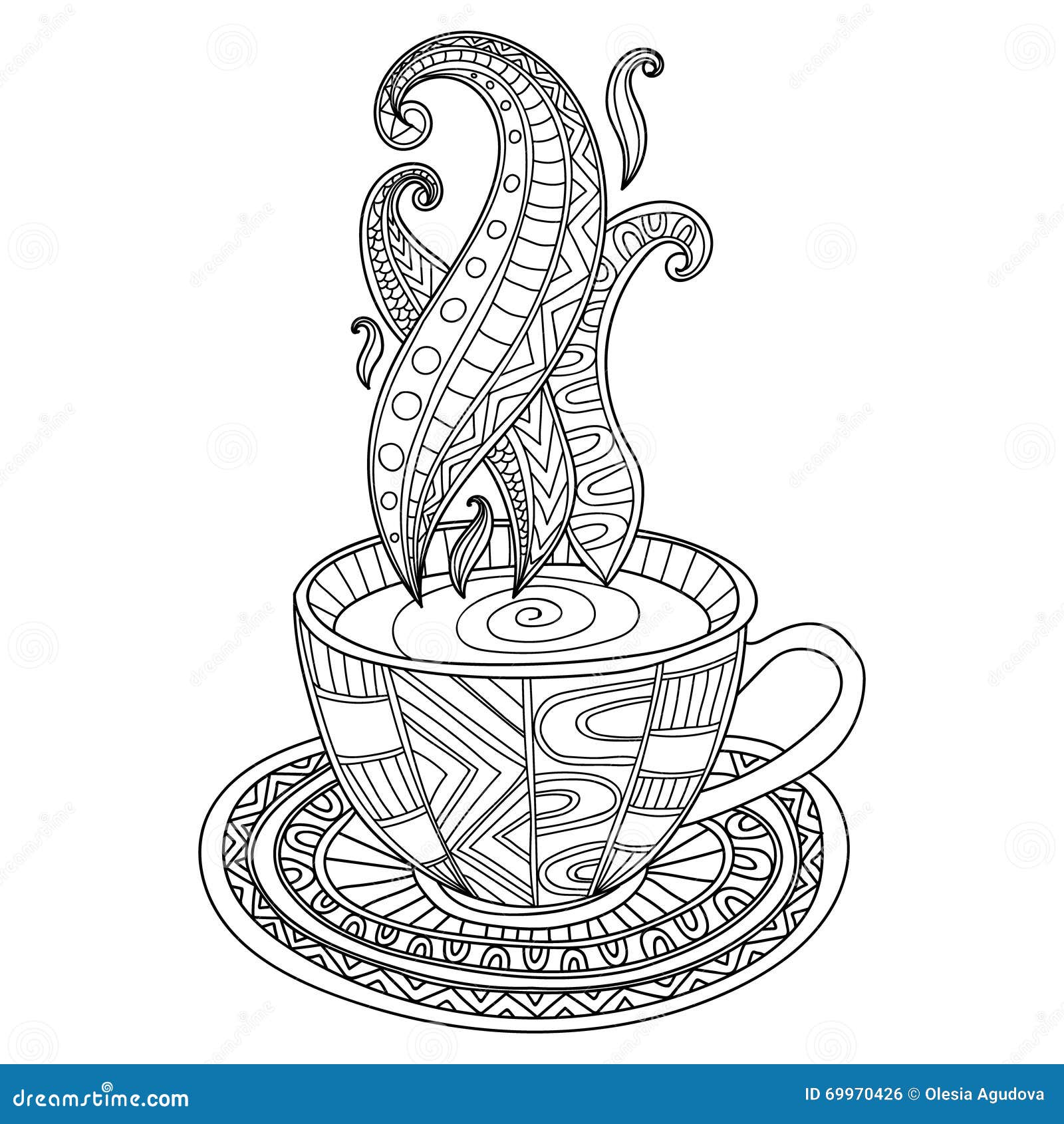 Vector coffee or tea cup with abstract ornaments stock vector