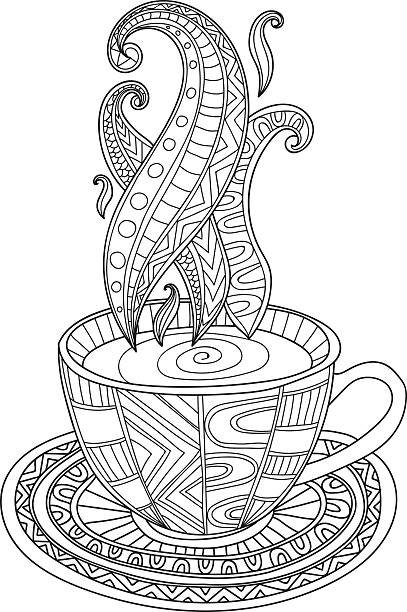 Vector coffee or tea cup with abstract ornaments stock illustration