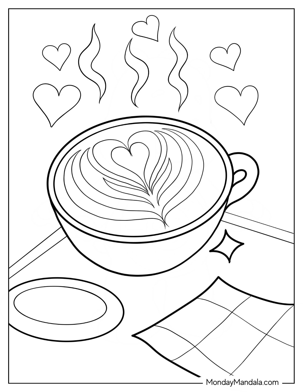 Coffee coloring pages free pdf printables