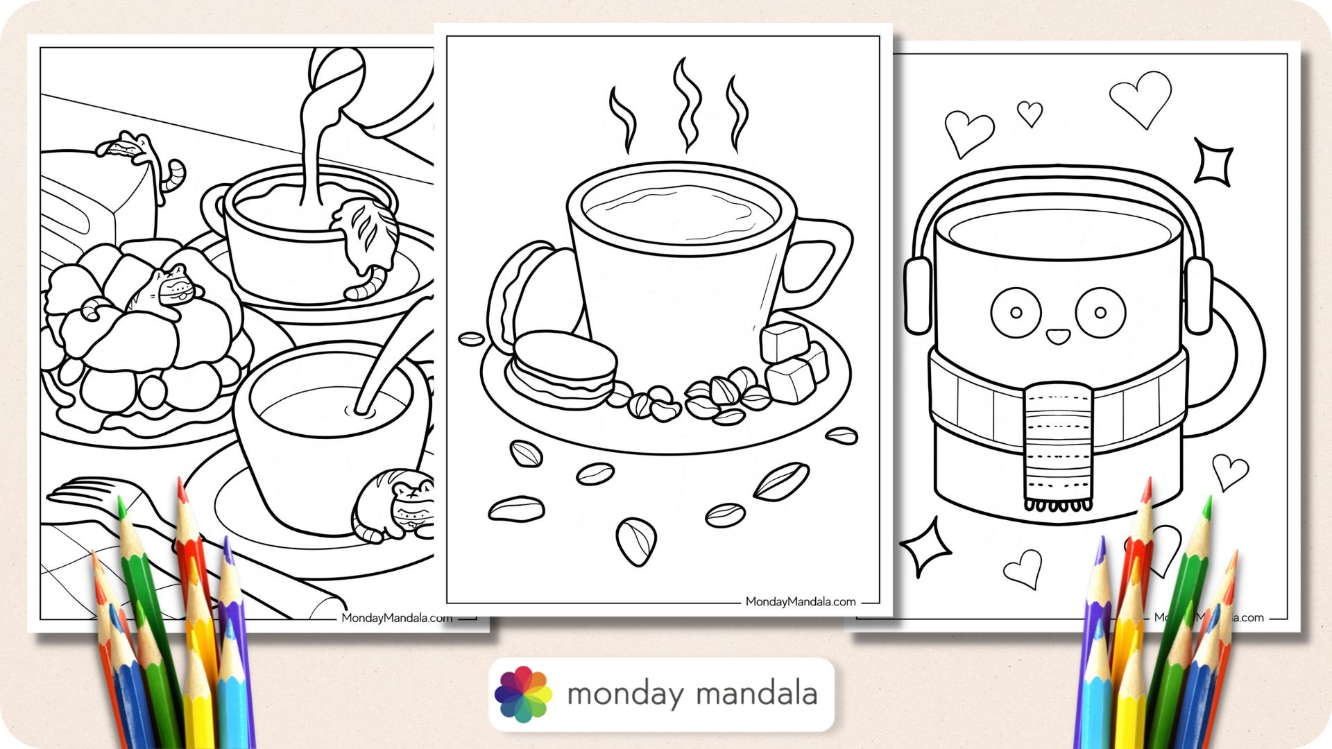 Coffee coloring pages free pdf printables