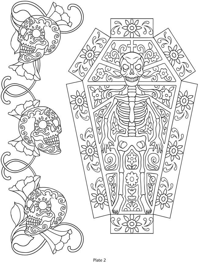 Muerte in coffin skull coloring pag coloring books coloring book pag