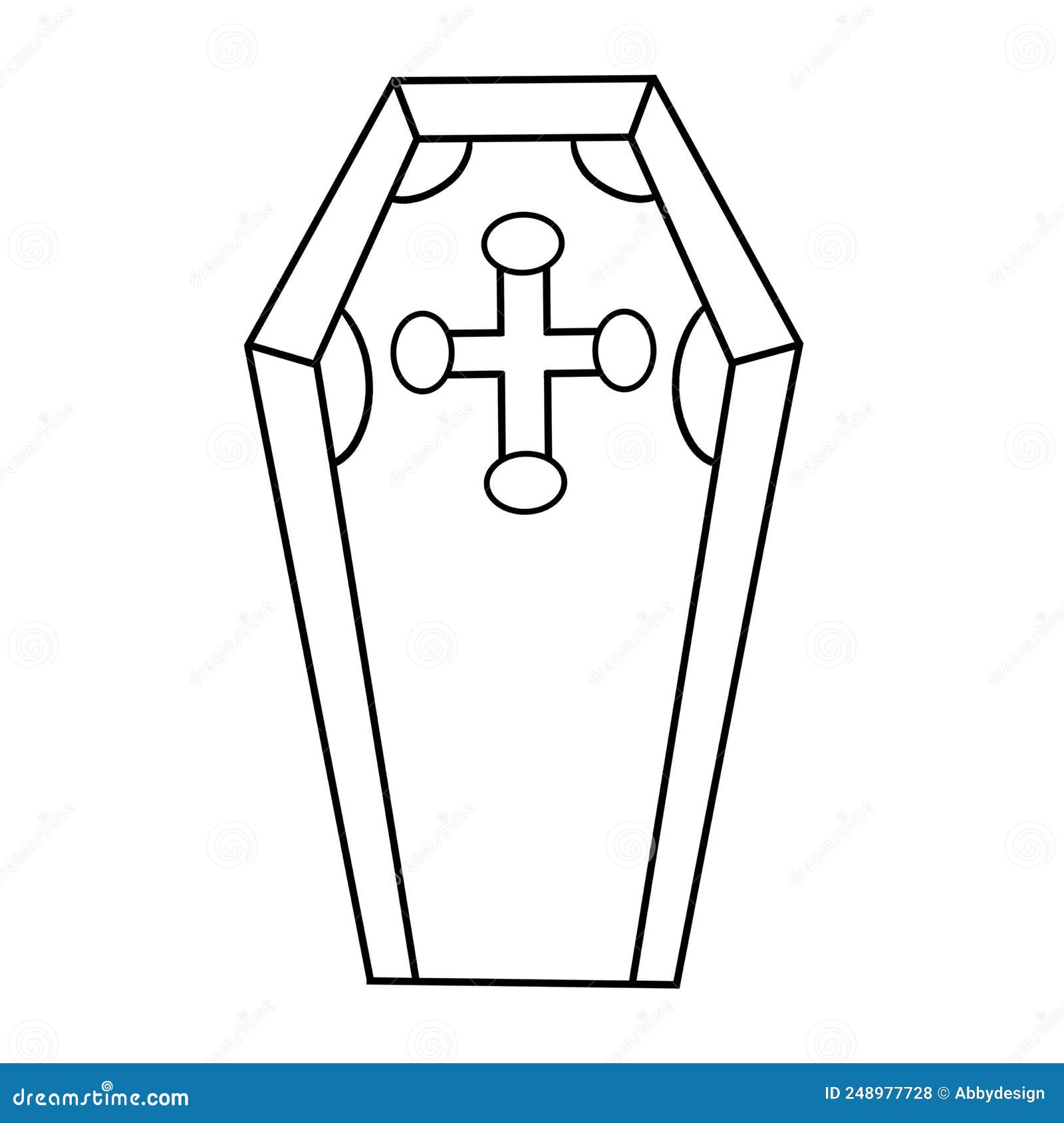 Coffin halloween isolated coloring page stock vector