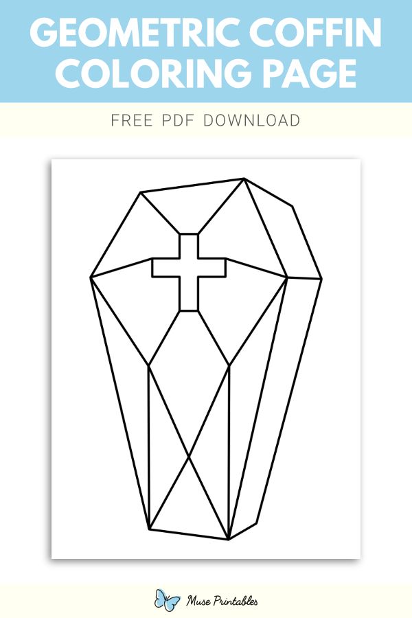 Elegant geometric coffin coloring page