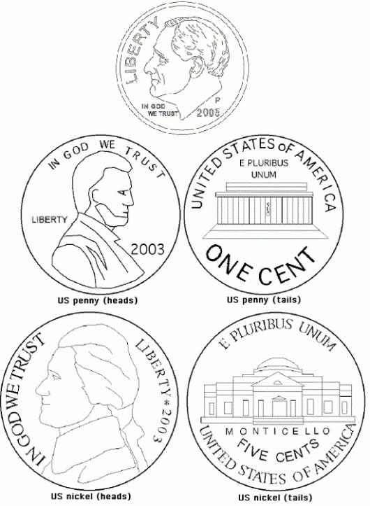 Us coin clip art coloring page coloring pages money concepts letter a crafts