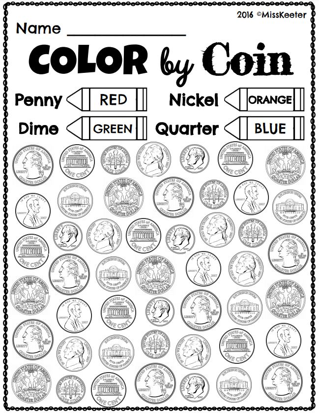Color by coins money math money worksheets teaching money