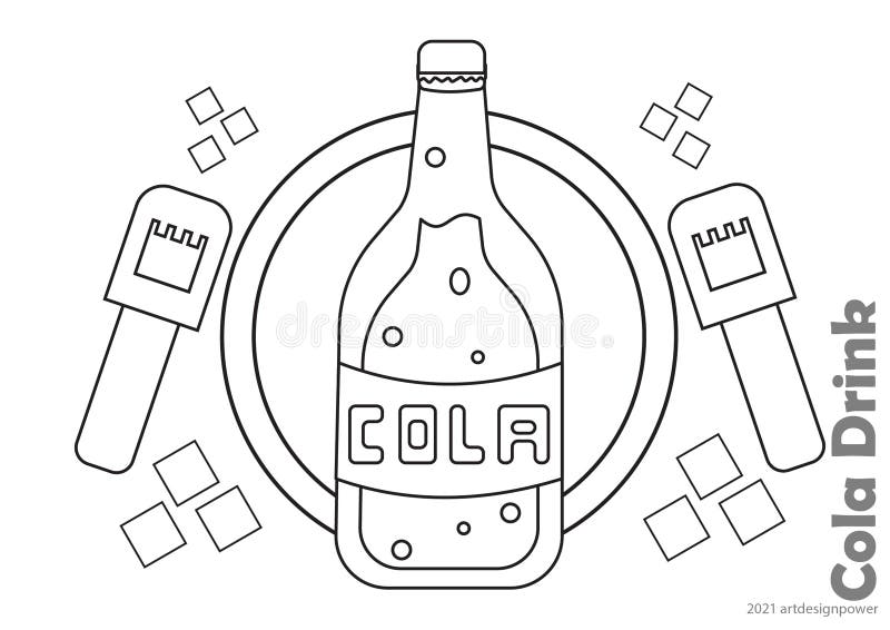 Coloring book kids the junk food boba cola drink stock illustration