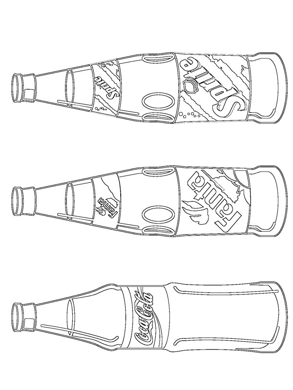 Coca cola and sprite bottles coloring page