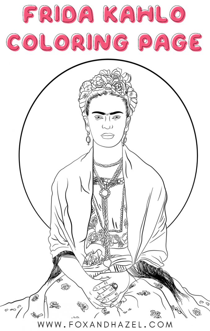 Free frida kahlo printable coloring page fox hazel