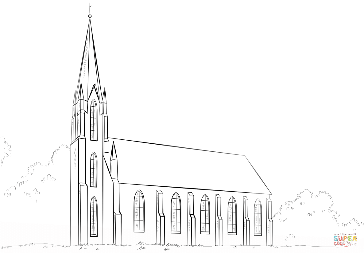 Church coloring page free printable coloring pages