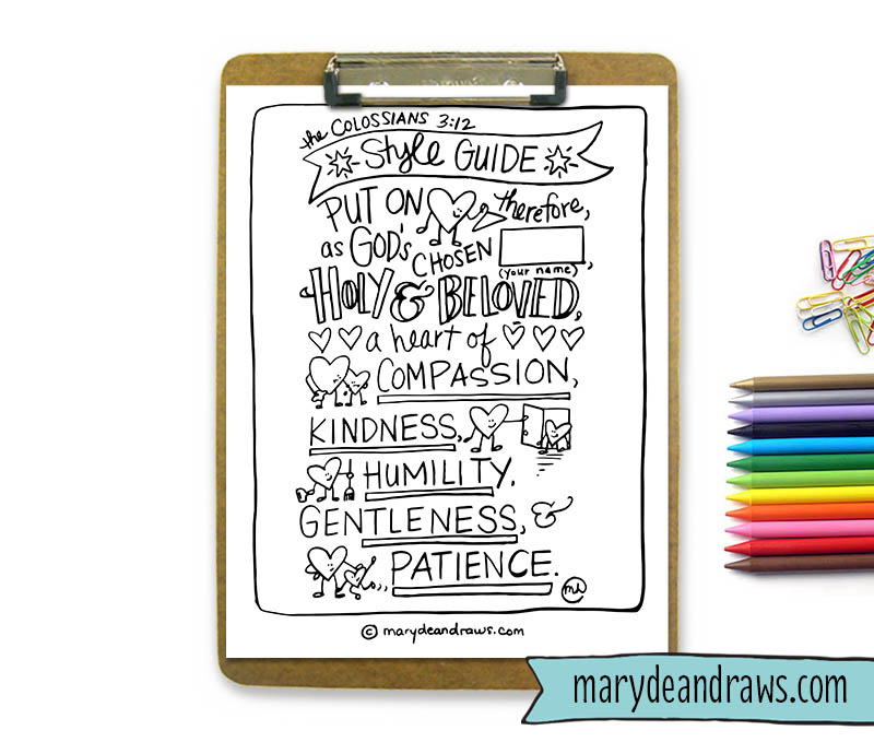Practicing kindness the colossians style guide coloring page