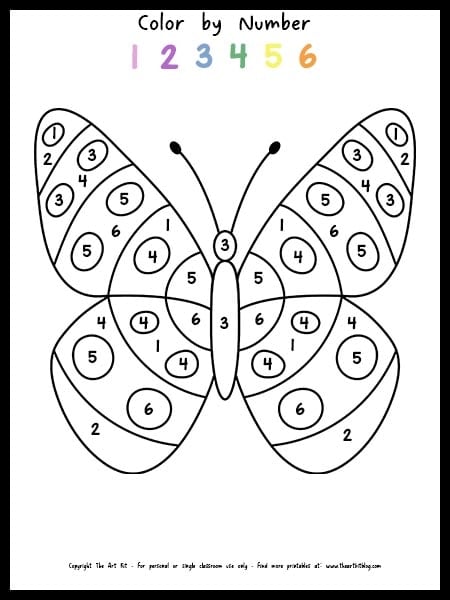 Color by number butterfly coloring page â free â the art kit