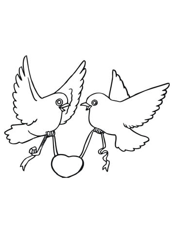 Love birds with hearts coloring page free printable coloring pages