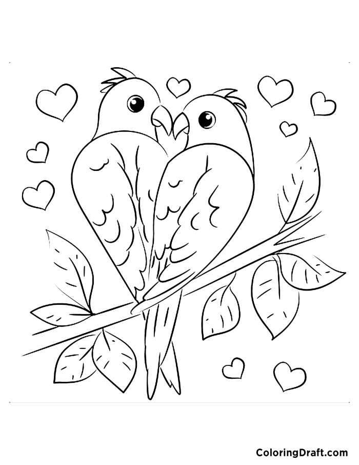 Love birds coloring pages