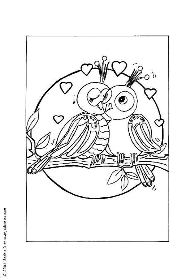 Birds in love coloring pages