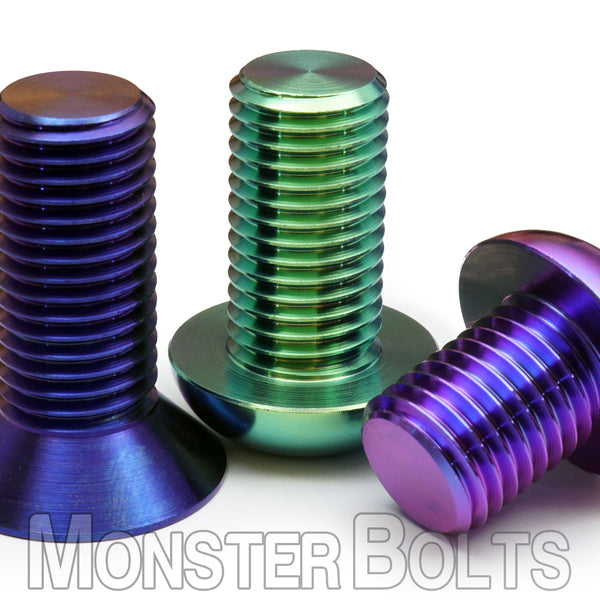 Anodized titanium screws