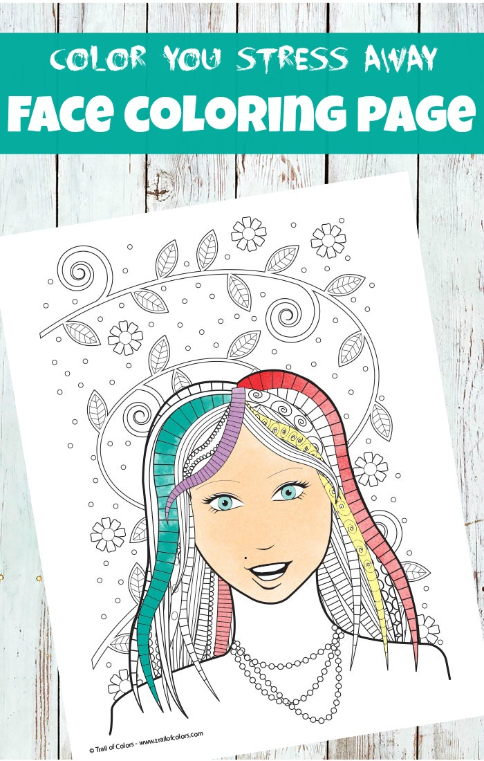Face coloring page for adults