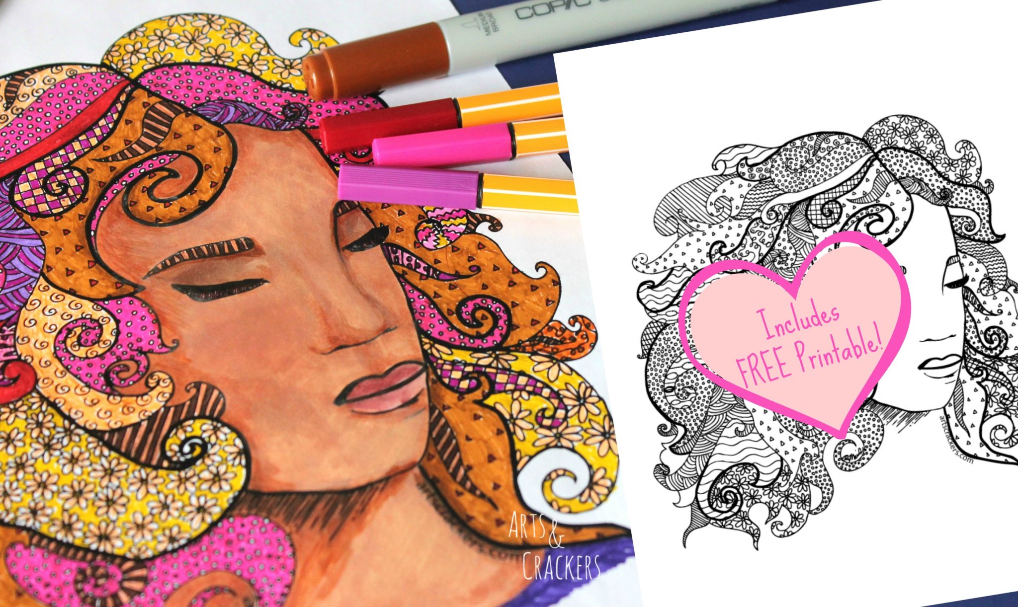 Free fab faces adult coloring page