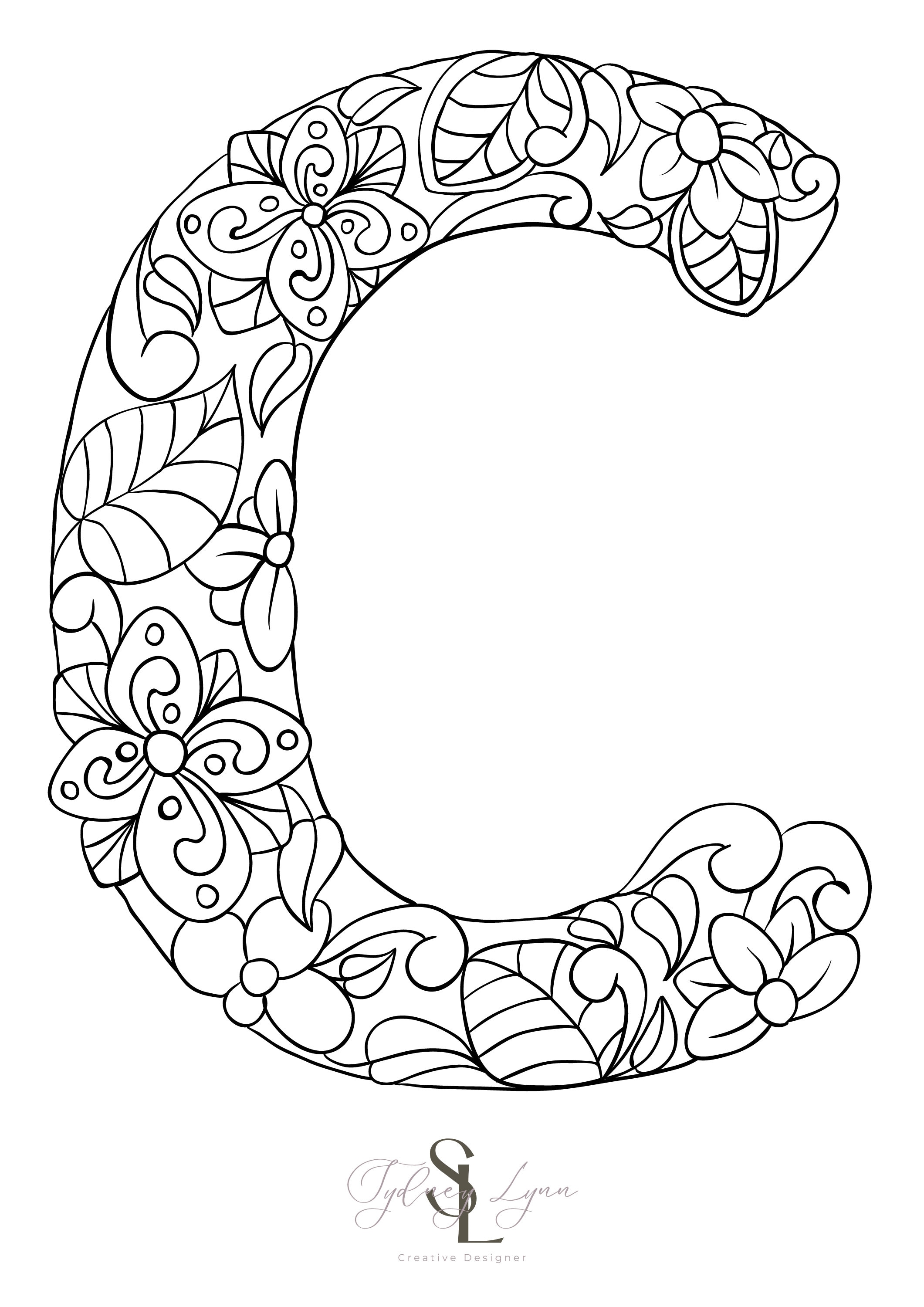 Letter c coloring sheet adult kids anxiety download now