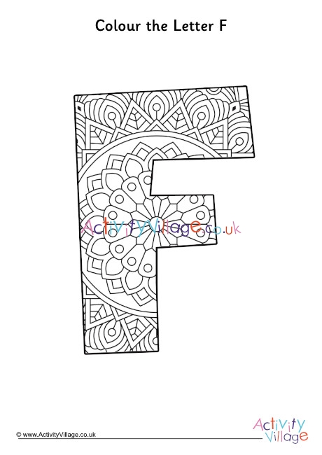 Letter f mandala louring page