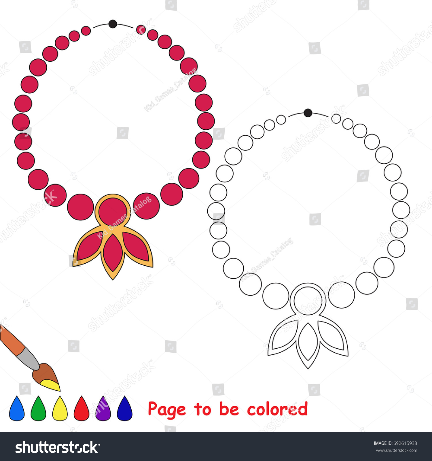 Necklace be colored coloring book preschool stock vector royalty free