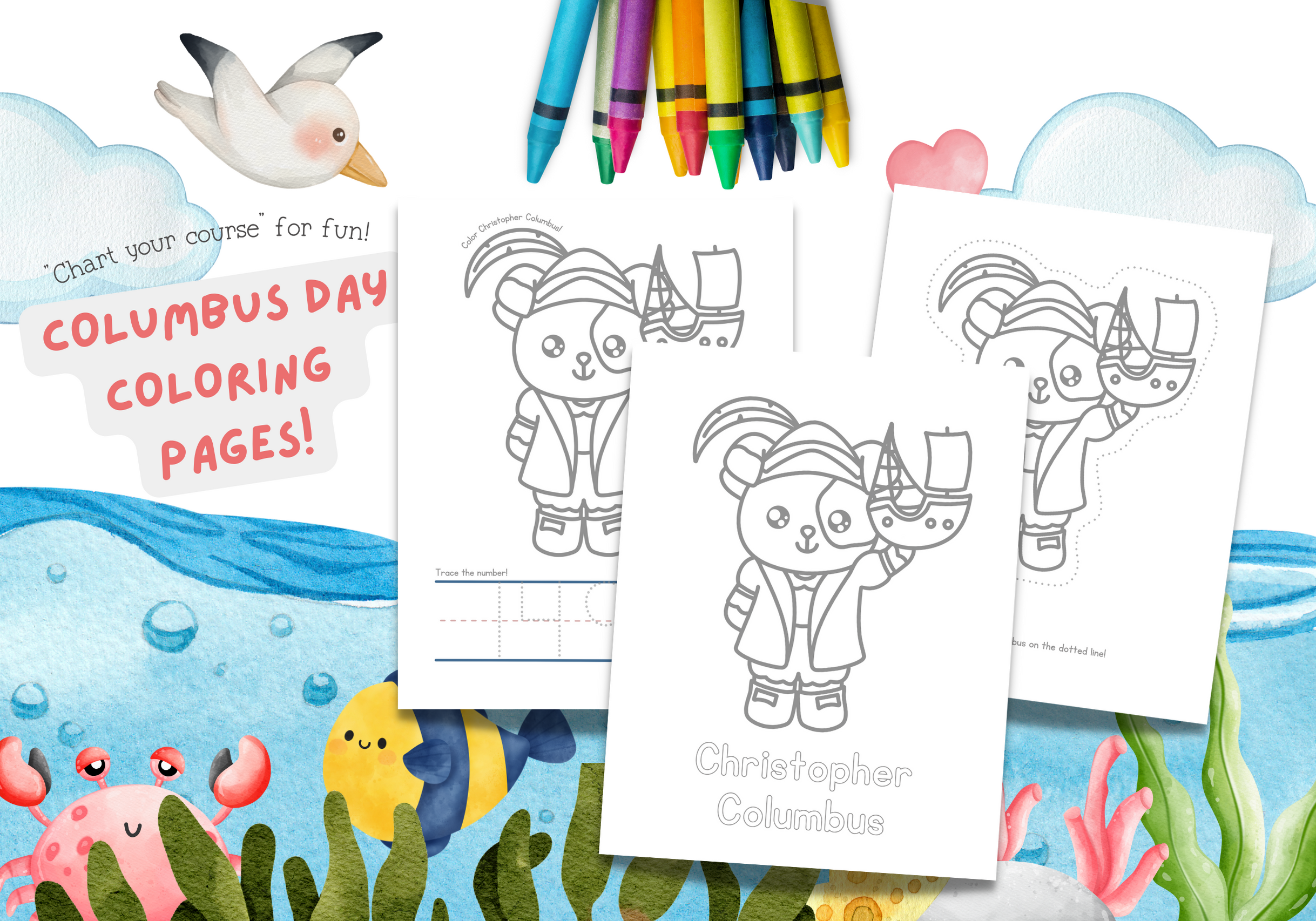 Columbus day coloring pages fun for your littlest sailors