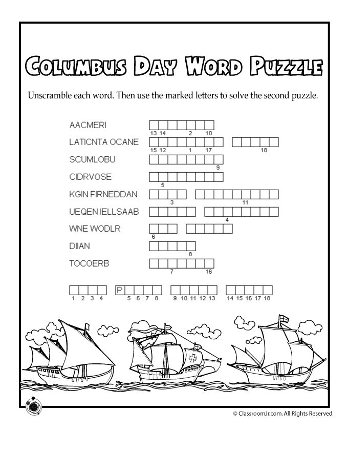 Columbus day word puzzle word puzzles teacher worksheets lesson plans worksheets for kids