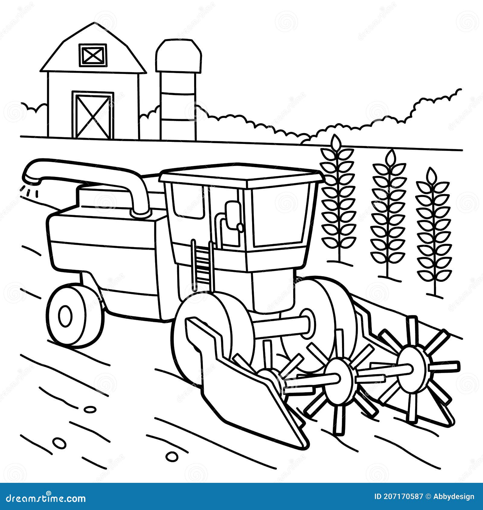Bine harvester coloring page stock illustration