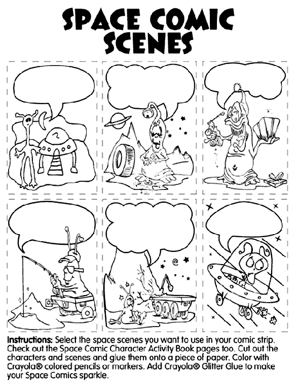 Space ic scenes coloring page