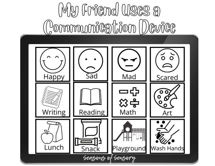 My friend uses a munication device coloring sheet munication devices classroom culture inclusion classroom