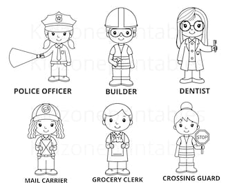Munity helpers coloring pages printable instant download