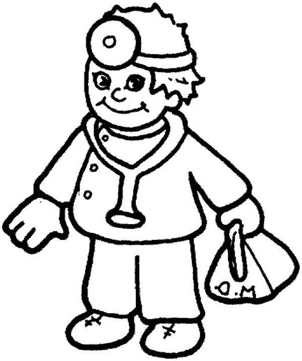 Little doctor in munity helpers coloring page