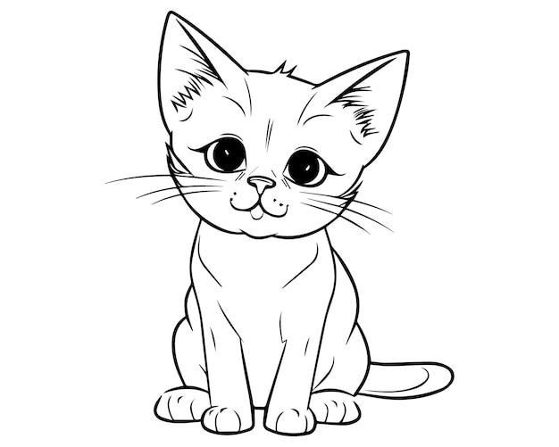 Premium vector a drawing of a cat with a black outline silhouette coloring pages of cute cats