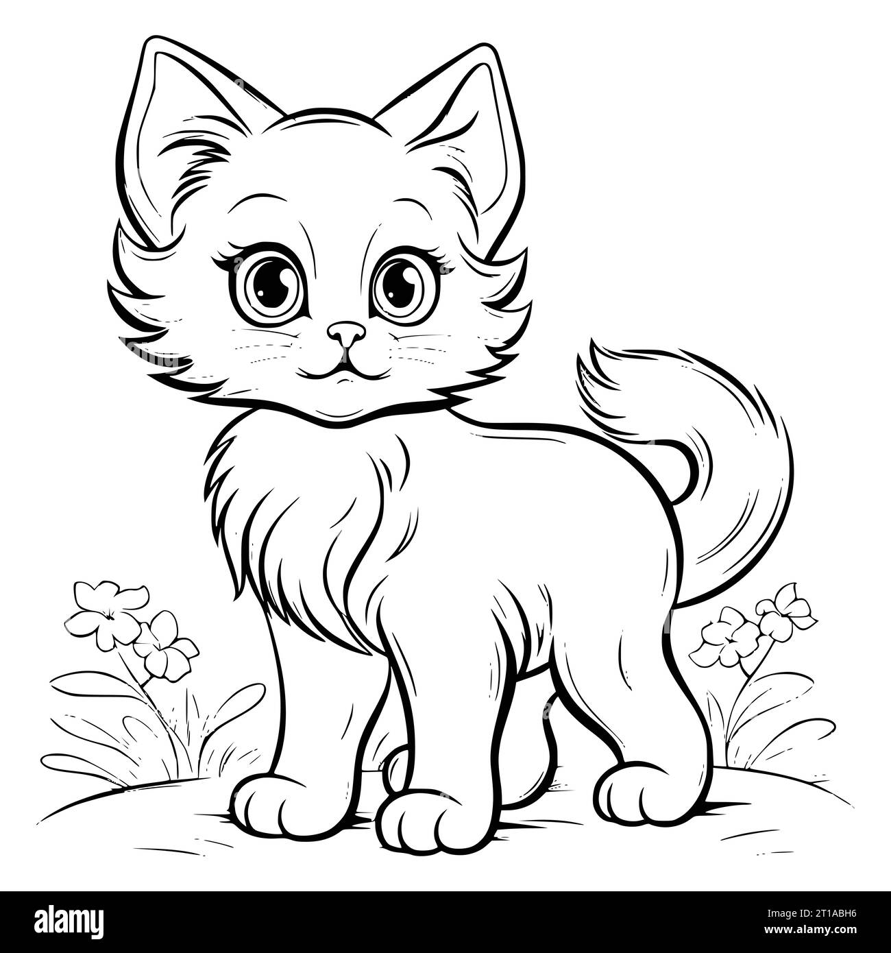 Gato de pie para colorear dibujo de pãgina para niãos imagen vector de stock