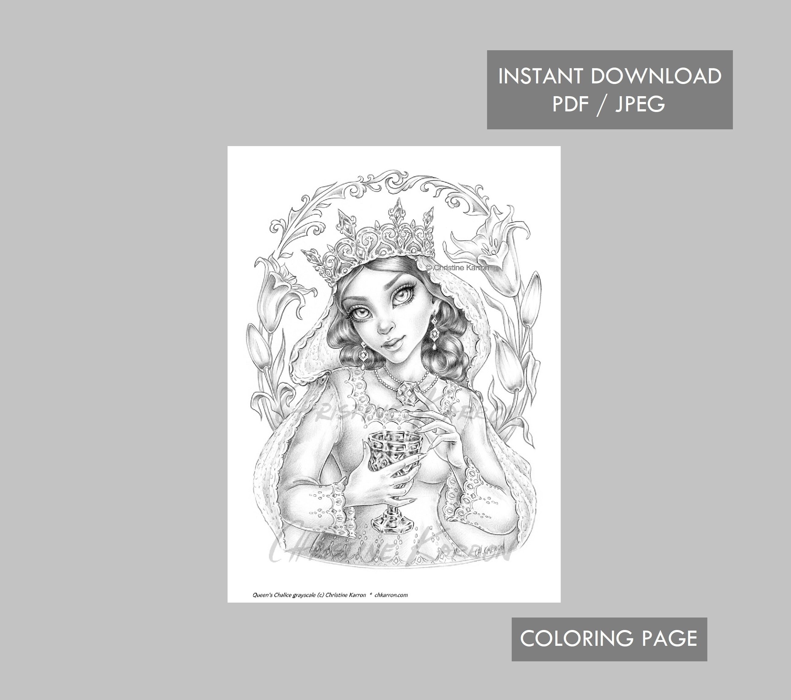 Pãgina para colorear del cãliz de la reina ilustraciãn en