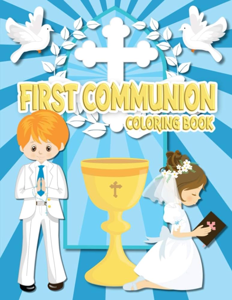 First munion coloring book catholic coloring pages for kids gift for boys and girls publishing whitepigeon libros