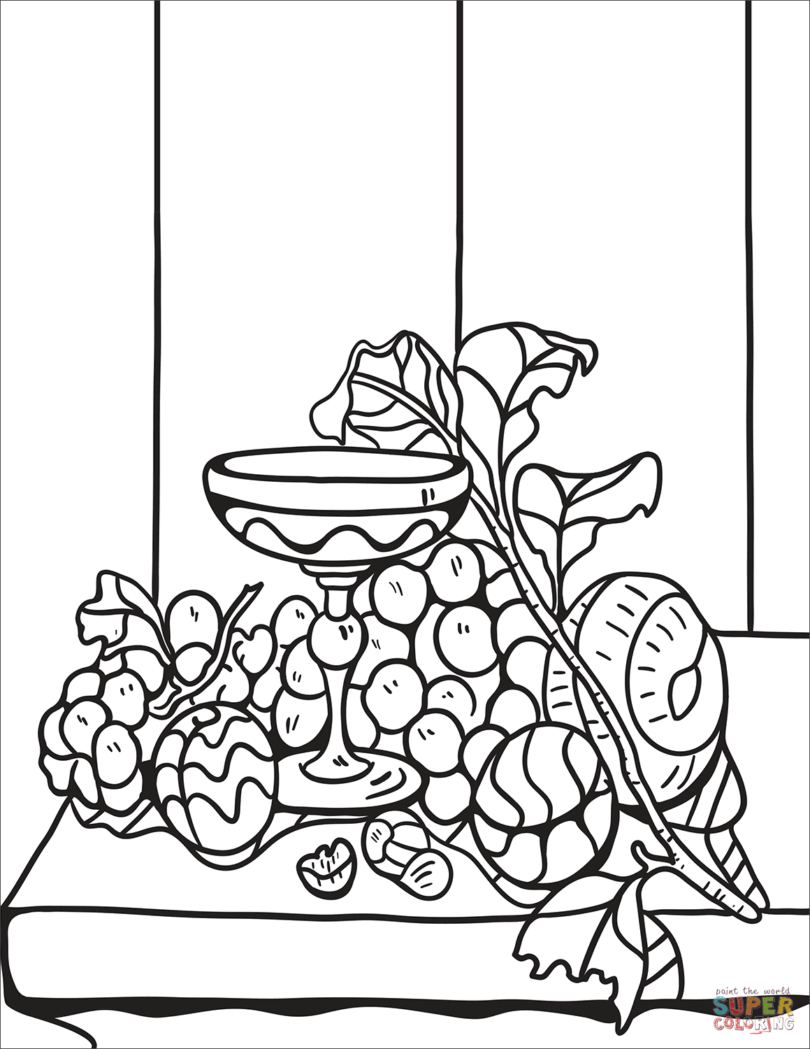 Dibujo de frutas y cãliz zentangle para colorear dibujos para colorear imprimir gratis