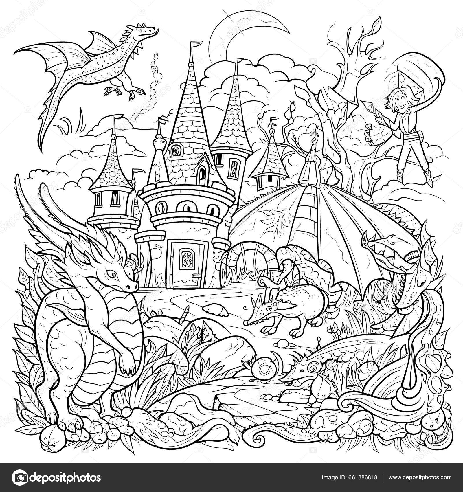 Pãginas para colorear para imprimir para adultos dibujo castillo otras fotografãa de stock george