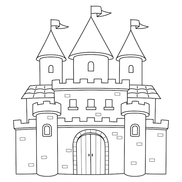 Premium vector royal castle coloring page isolated for kids