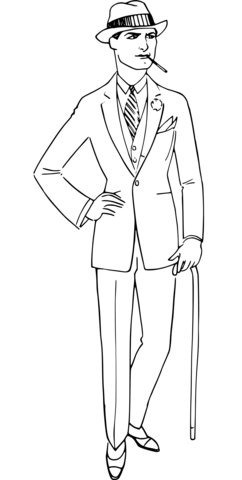 Dibujo de hombre vintage con traje blanco para colorear dibujos para colorear imprimir gratis