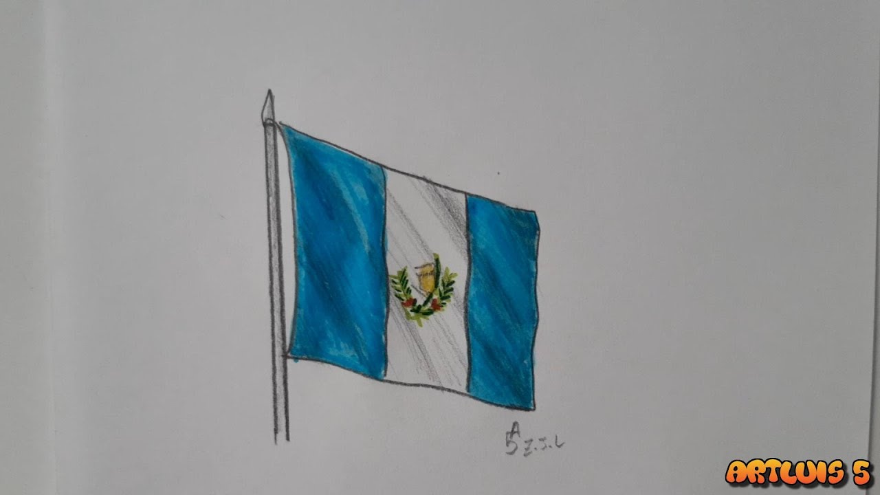Cão dibujar la bandera de guateala
