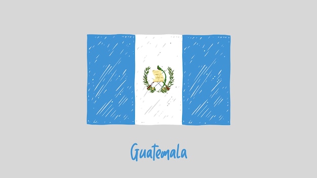 Premium vector guatemala flag colored pencil or marker sketch vector