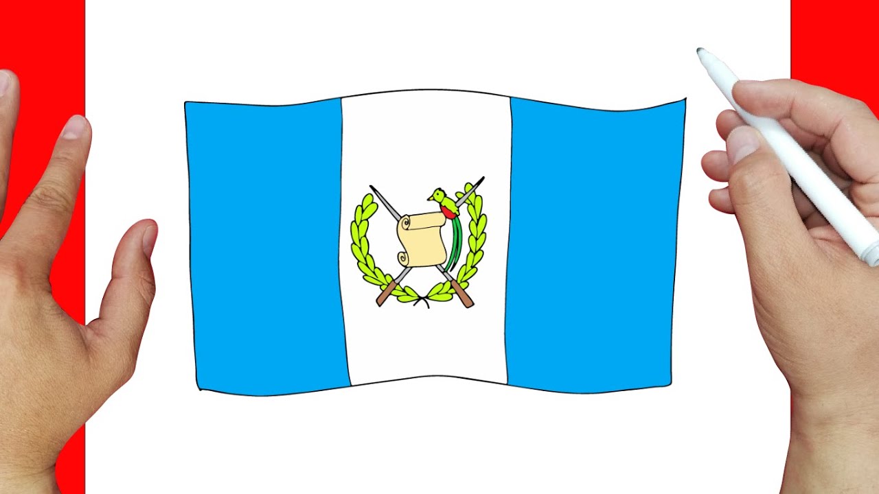 Cão dibujar la bandera de guateala paso a paso dibujos fãciles