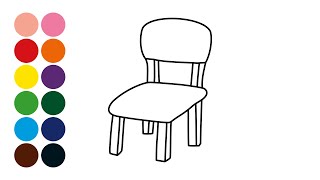 Silla dibujar y colorear para niãos how to draw and color chair for kids