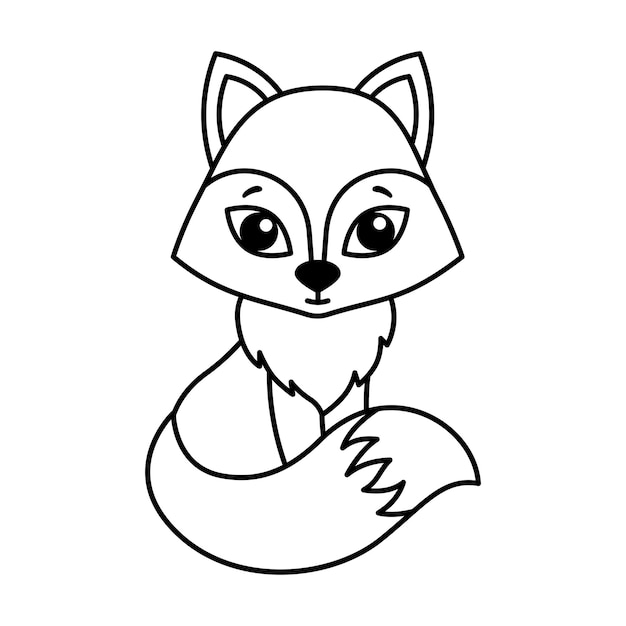 Libro de colorear de animal del bosque para niãos zorro divertido en un tilo de dibujos animados vector premium
