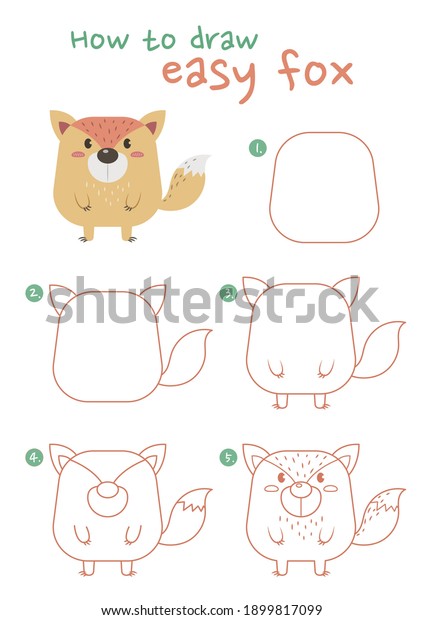 How draw fox vector illustration draw stock vector royalty free