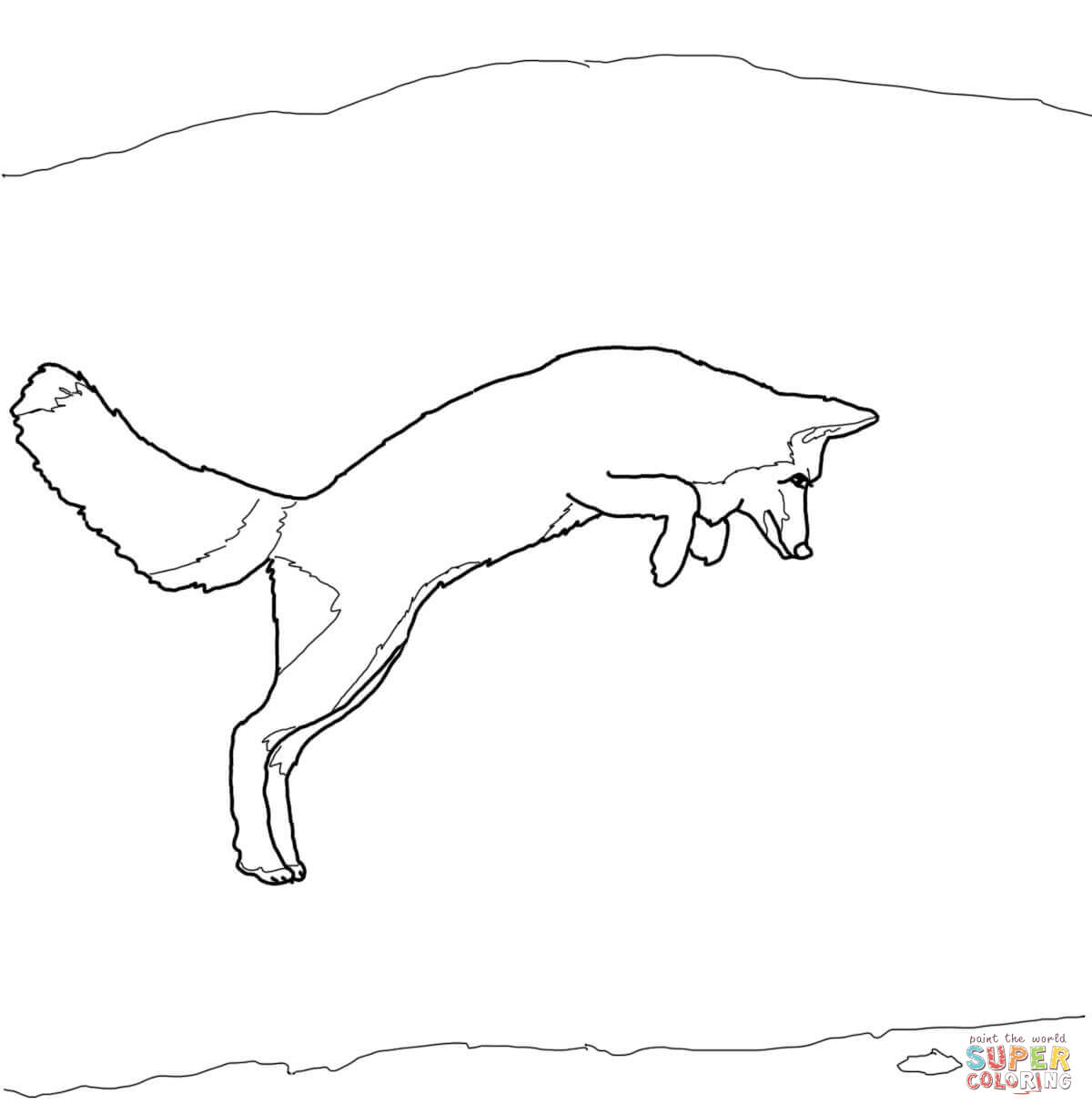 Dibujo de zorro ãrtico saltando para colorear dibujos para colorear imprimir gratis