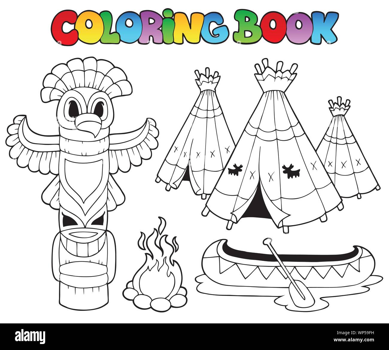 Coloring book with totem stock vector image art