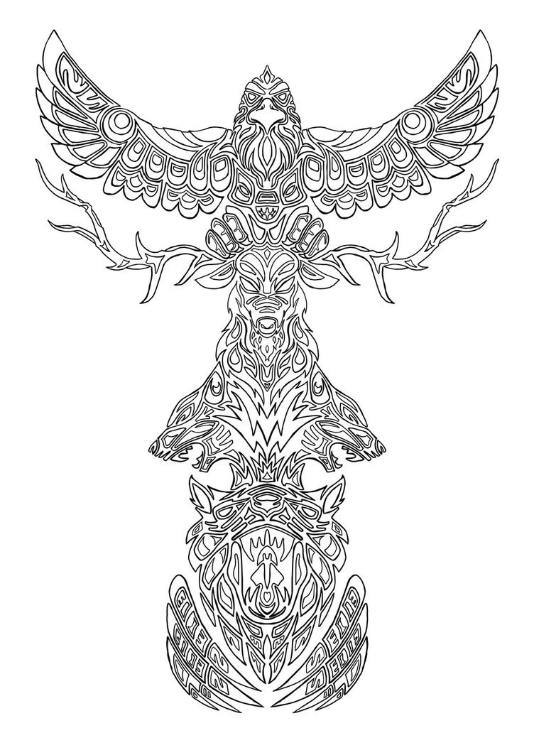 Free printable totem pole coloring pages for kids
